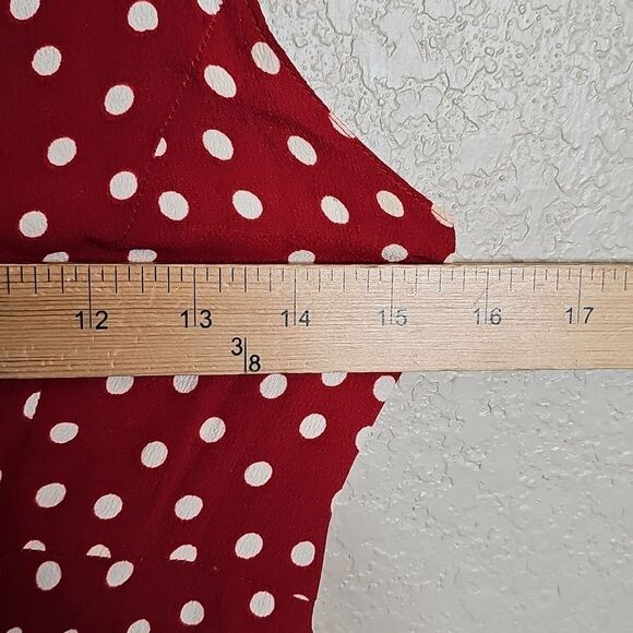 True Vintage Betsey Johnson 90s Red Ivory Polka Dot Wide Leg Crop Jumpsuit Small - Picture 11 of 13